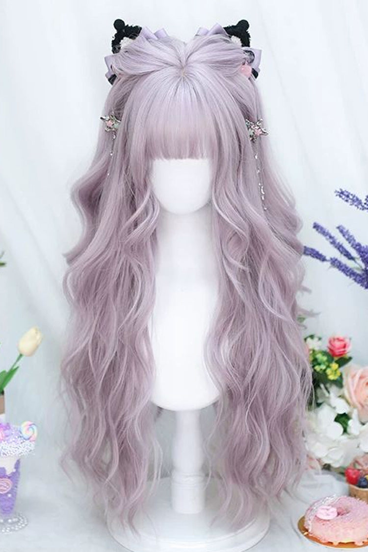 Taro Purple Straight Bangs Sweet Lolita Long Wavy Wig - Taro-Purple - 1