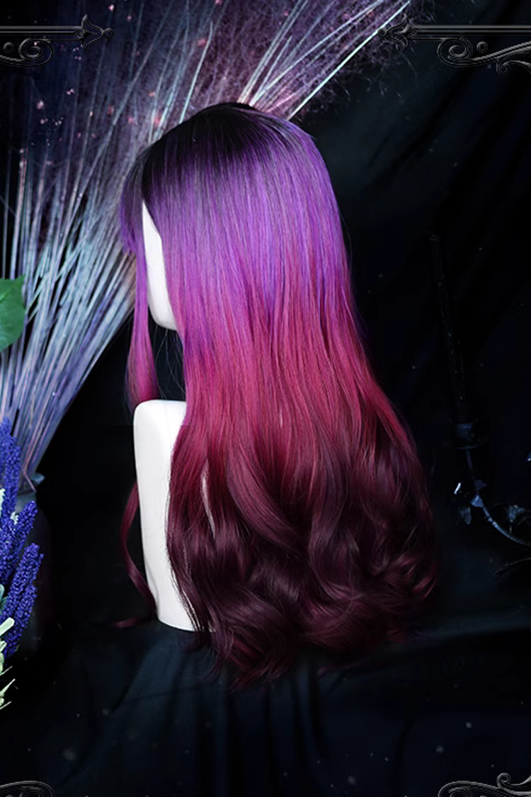 Purple Gradient Long Curly Hair Gothic Lolita Wigs - Product - 5