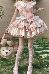 Pink [Star Grant Angel] Triple-Layered Print Ruffle Sweet Lolita Dress - Product - 10
