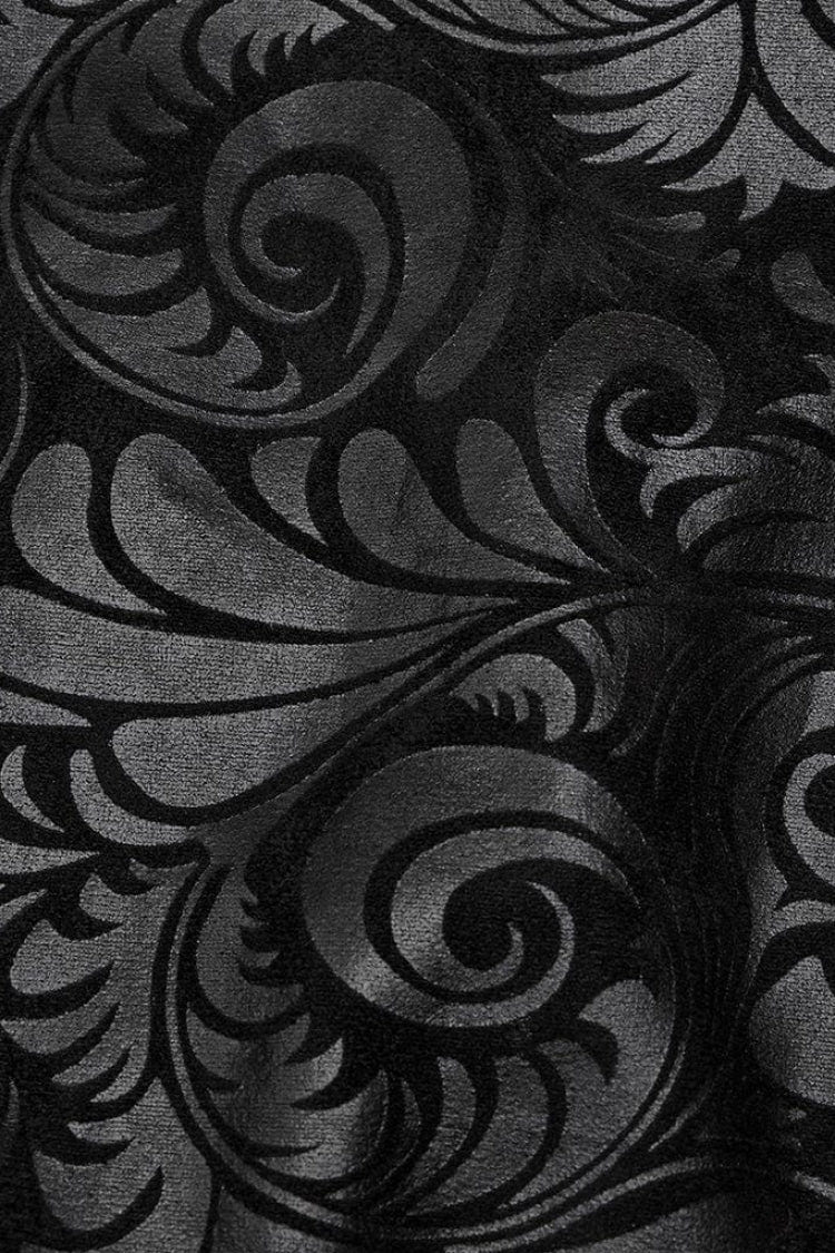 Black V Collar Sleeveless Exquisitely Carved Floral Print Faux Leather Mens Gothic Vest - Product - 6