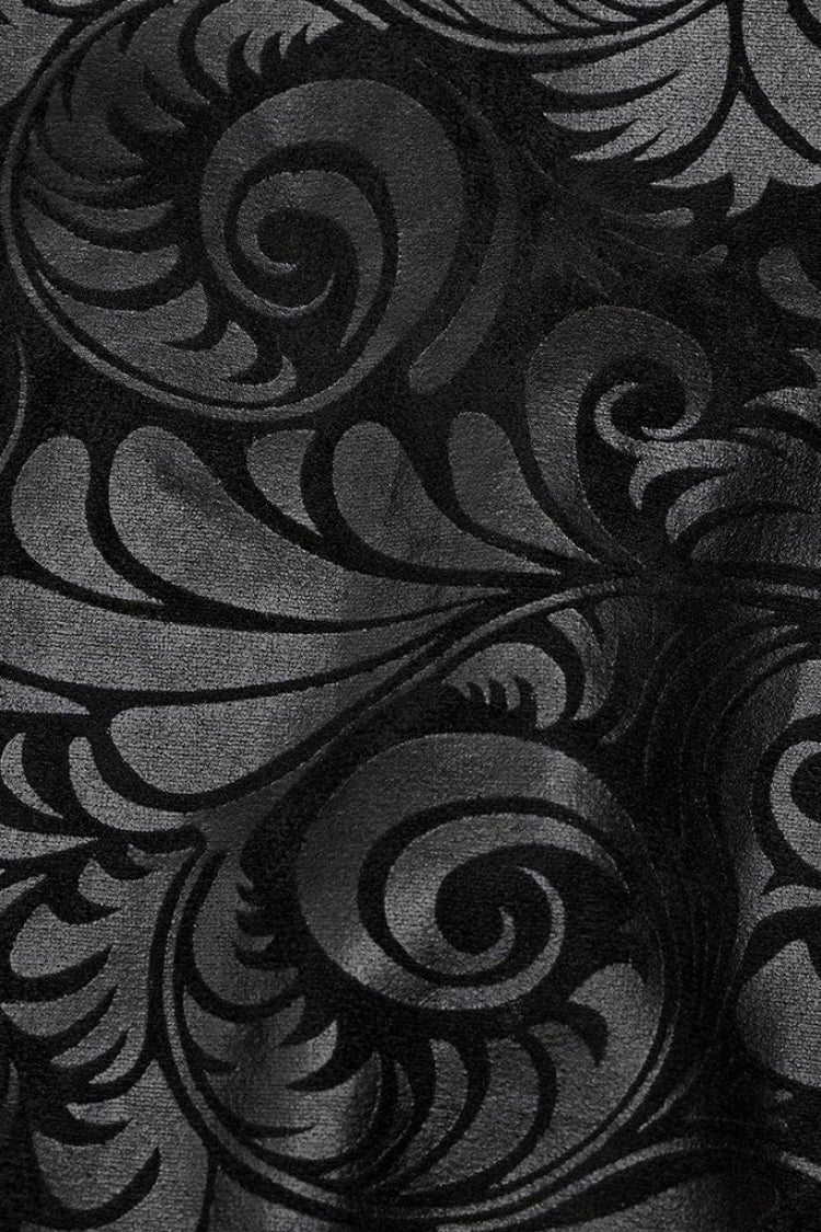 Black V Collar Sleeveless Exquisitely Carved Floral Print Faux Leather Mens Gothic Vest - Product - 6