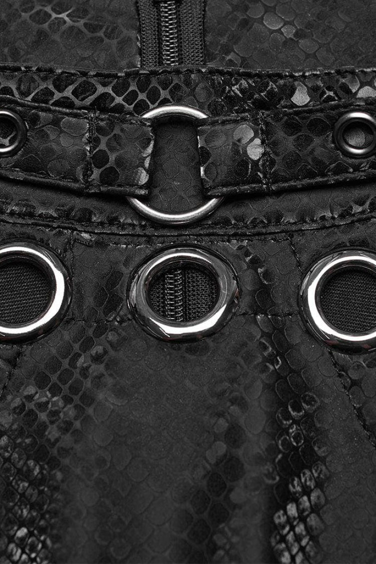 Black Snake Print Metal Ring Decoration Hollow Womens Steampunk Vest - Product - 5