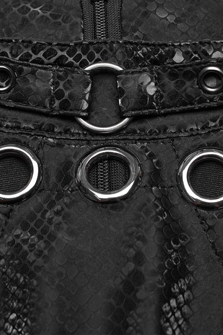 Black Snake Print Metal Ring Decoration Hollow Womens Steampunk Vest - Product - 5