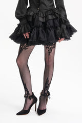 Black Bubble Ruffle Mesh Women's Gothic Skirt - Product - 2