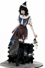 Brown [Inventor of Wonderful Equipment] Ouji Punk Cool Lolita Bib Shorts - Product - 7