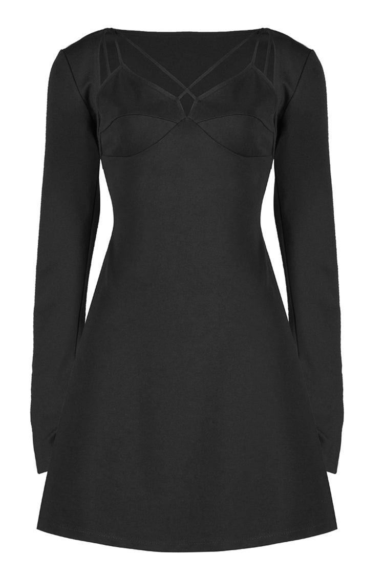 Black Two-Piece Fitting Sling Strap Design A-Shape Women's Punk Slip Dress - Product - 7