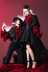 Black [Day and Night Song] Long Sleeves Ruffle Ouji Gothic Lolita Skirt Blouse - Product - 10