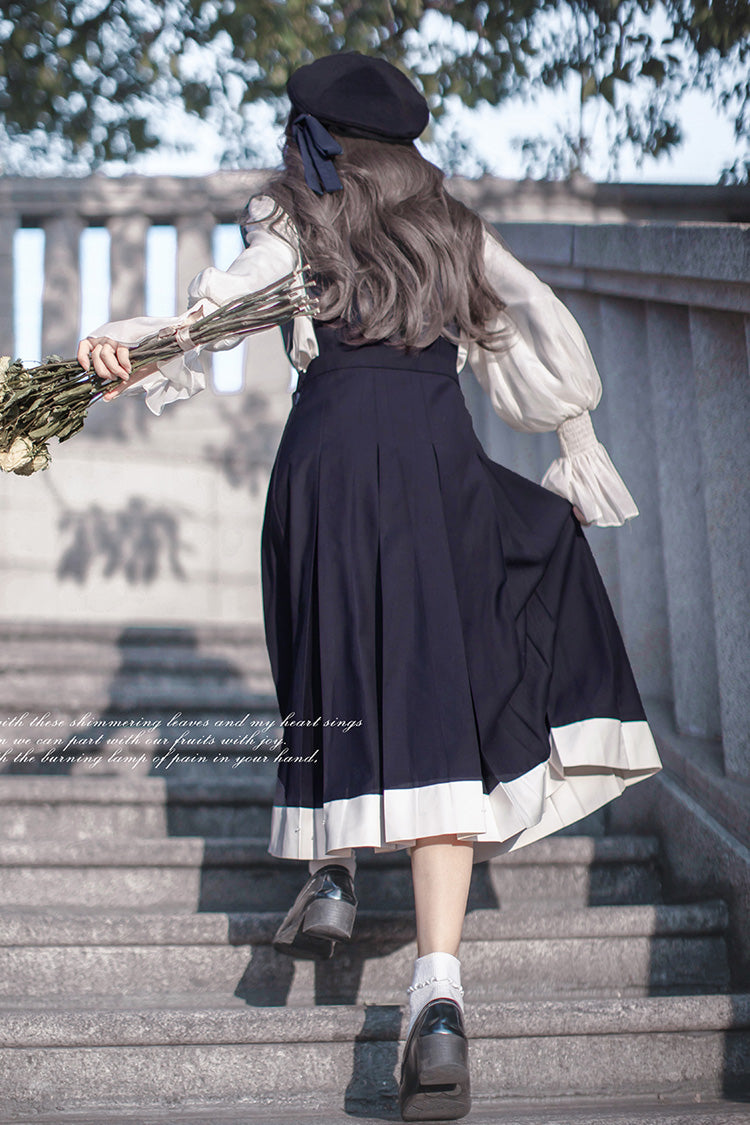 Blue Sleeveless Classic College Style Elegant Lolita Jumper Dress - Product - 12