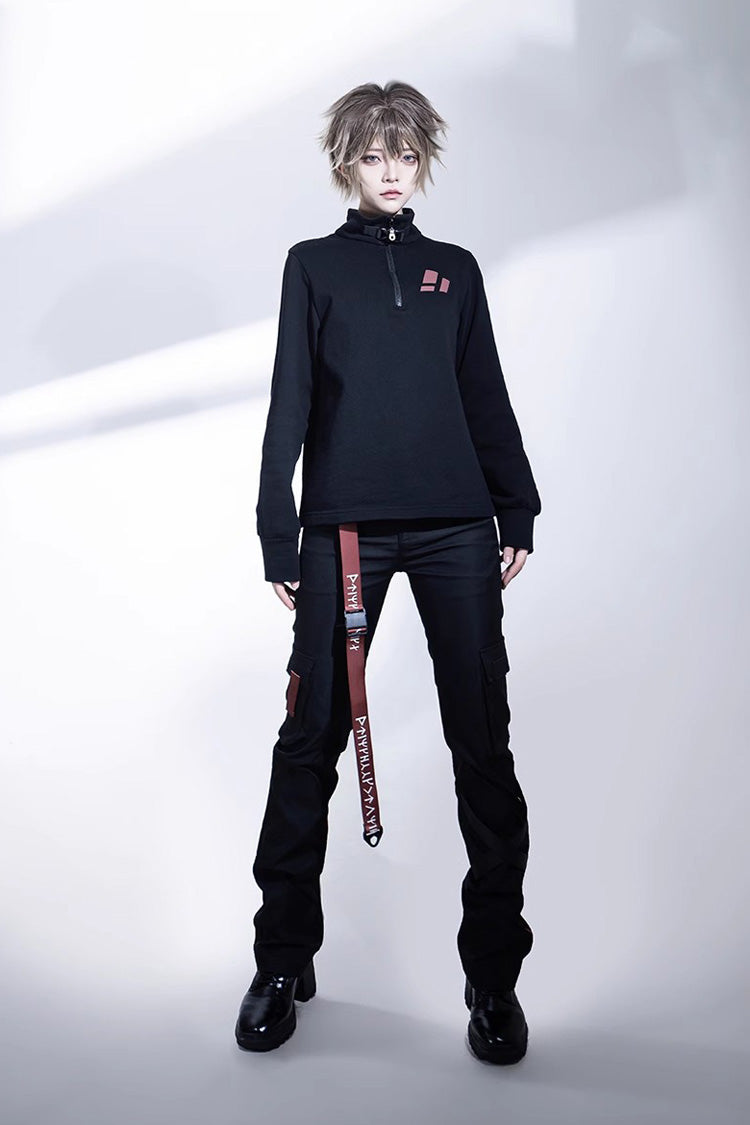 Black Unmarked Blade Gothic Handsome Ouji Lolita Long Pants - Product - 8