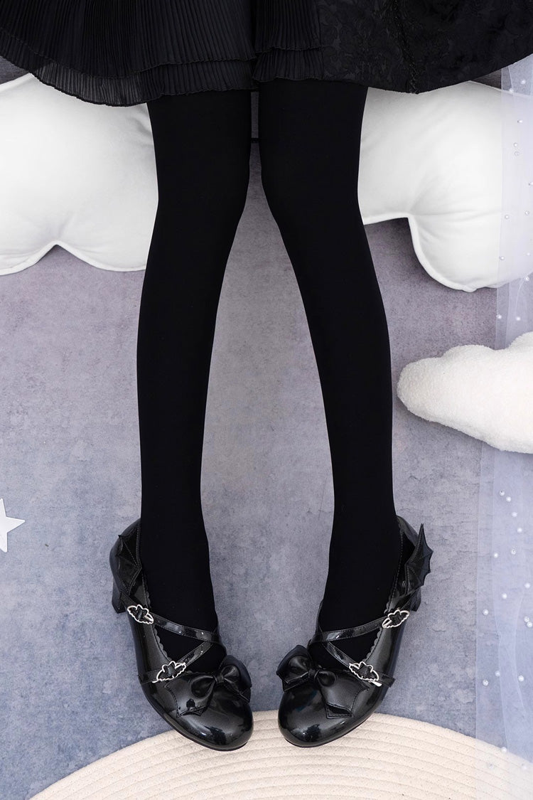 Solid Color Sweet Lolita Leggings 2 Colors - Black - 1
