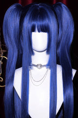 Klein-Blue Layered Hime-Cut Vintage Elegant Princess Lolita Wig - Product - 3