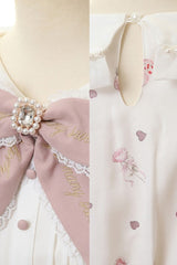 [Afternoon Tea] Long Sleeves Print Ruffle Bowknot Lace Sweet Jirai Kei Plus Size Dress 3 Colors - Product - 8