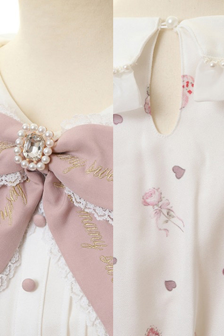[Afternoon Tea] Long Sleeves Print Ruffle Bowknot Lace Sweet Jirai Kei Plus Size Dress 3 Colors - Product - 8