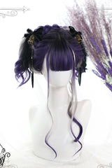 Purple Gray Segment Dyed Long Wavy Curly Hair Sweet Lolita Wigs - Product - 2