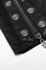Black Metal Buckle Decoration Zipper Mens Steampunk Windbreaker Coat - Product - 14