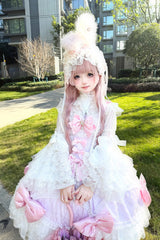 Pink/Purple [Flower Dream Isle] Square Collar Multi-Layered Ruffled Bow Lace Sweet Lolita Jsk Dress - Product - 3