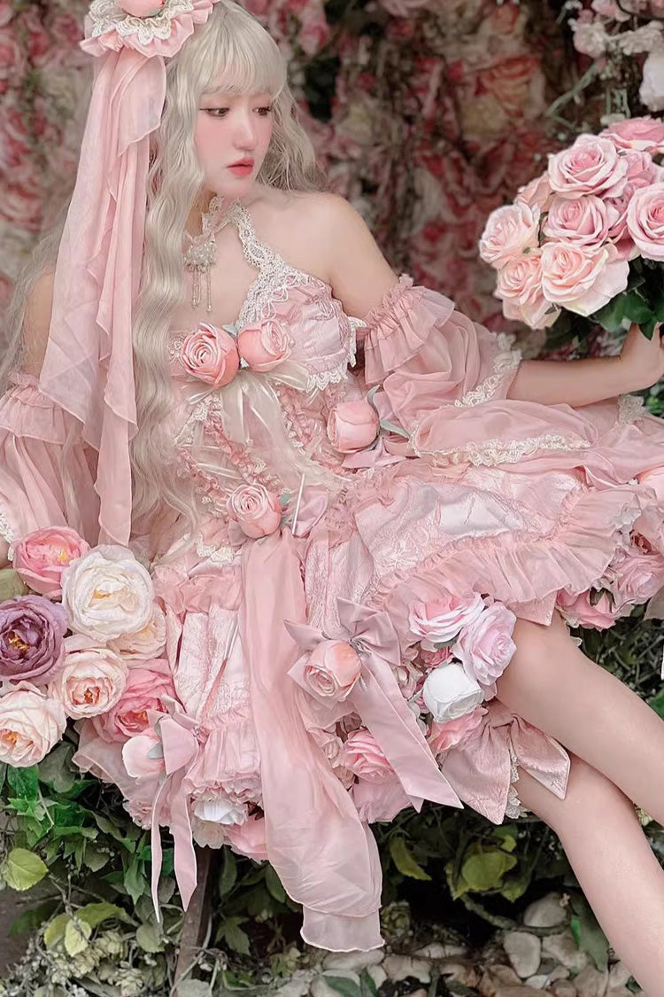 Gem Princess Fish Bone Detached Hime Sleeves Sweet Lolita Princess Dress Set 2 Colors - Product - 11