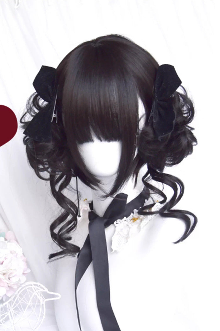 Black Dragon Whisker Bun Chinese Style Fluffy Side Clip Lolita Wig - Product - 4