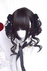 Black Dragon Whisker Bun Chinese Style Fluffy Side Clip Lolita Wig - Product - 4
