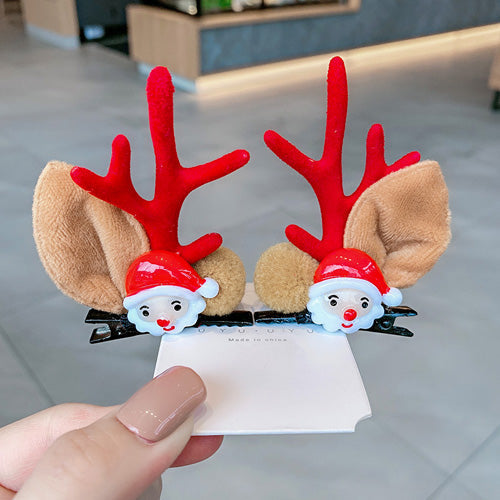 Christmas Headdress Moose Horn Hairpin Head Clips - Red - 3