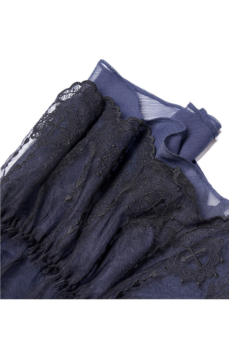 Blue Strap Big Bow Streamer Super Cool Stitching Lace Suspender Women's Gothic Dress - Product - 9