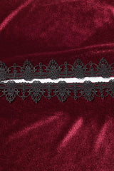 Red Floral Embroidery Diamante Velvet Hooded Women's Gothic Cloak - Product - 6