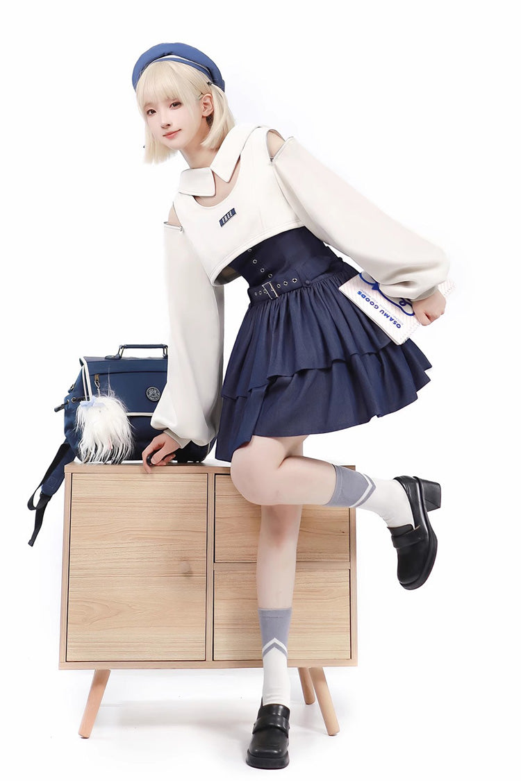 Dark Blue Double Layer Ruffle Sweet Lolita Jsk Dress - Product - 6