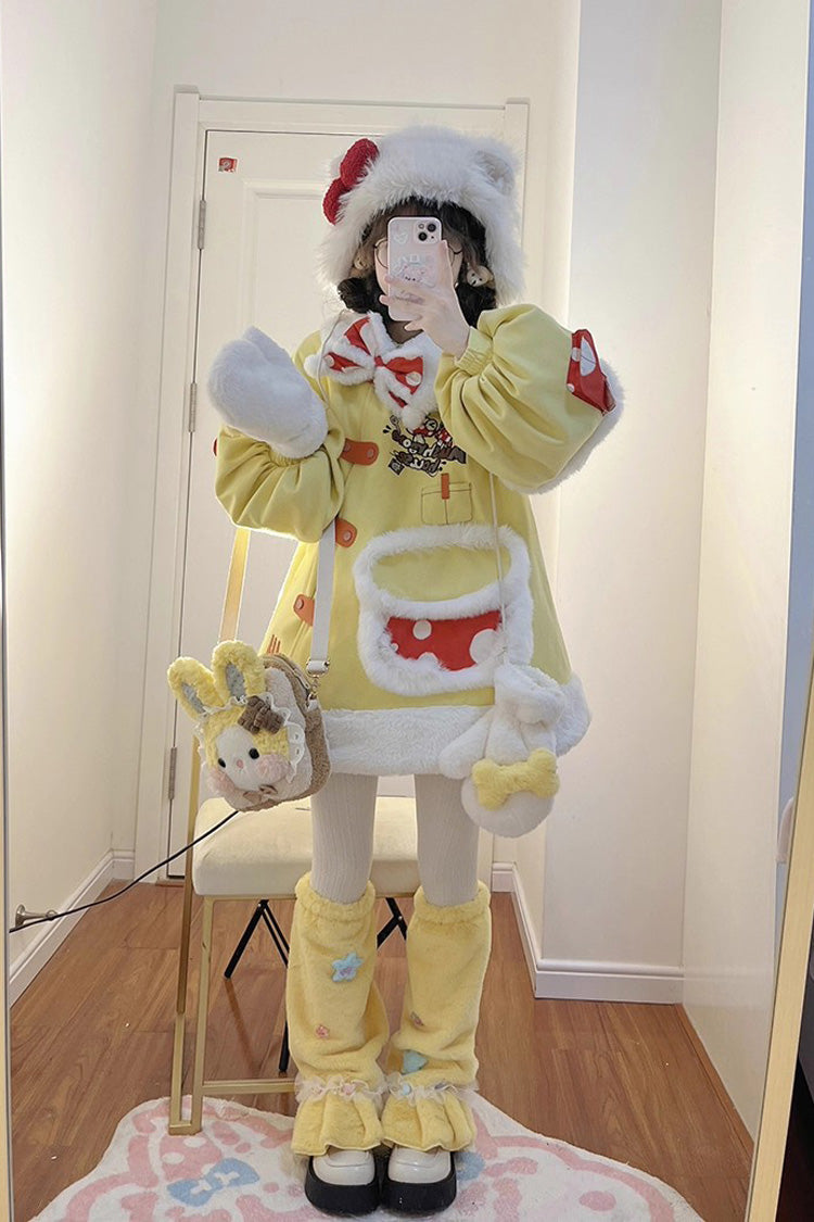 Yellow [Mushroom House] Long Sleeves Embroidery Bowknot Sweet Lolita Coat - Product - 11