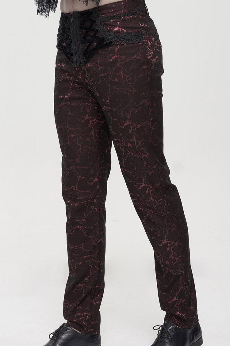 ine Gothic Glossy Pattern Drawstring Lace Decoration Men's Pants - Product - 5
