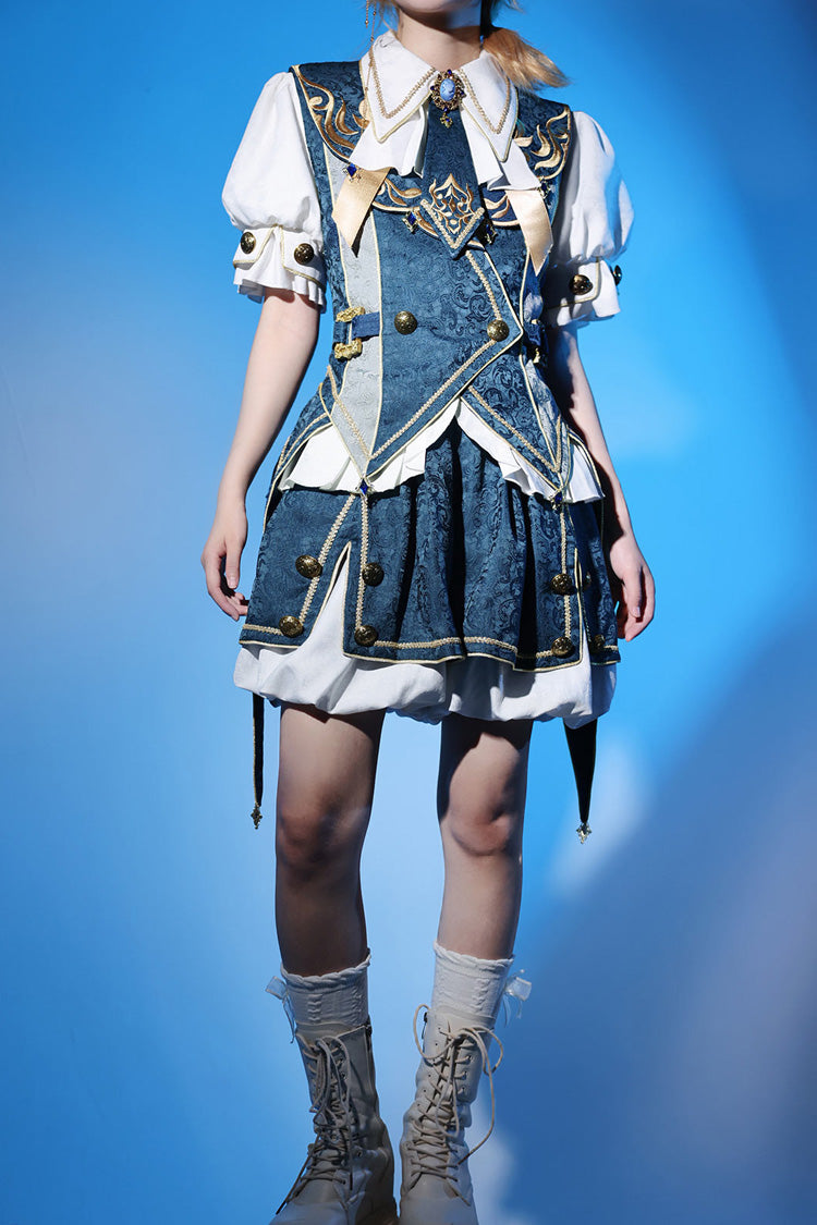Blue [Contract Magic] Medieval Embroidery Classic Prince Handsome Ouji Lolita Coat - Product - 9