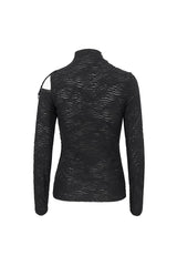 Black Strappy Cutout Mesh Splice Women's Gothic Shirt - Product - 9