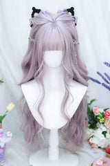 Taro Purple Straight Bangs Sweet Lolita Long Wavy Wig - Product - 2