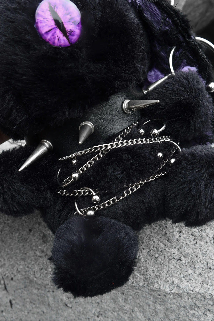 Black/Purple [Demon Bunny One-Eyed Doll] Chain-Decorated Gothic Lolita Crossbody Bag - Product - 2