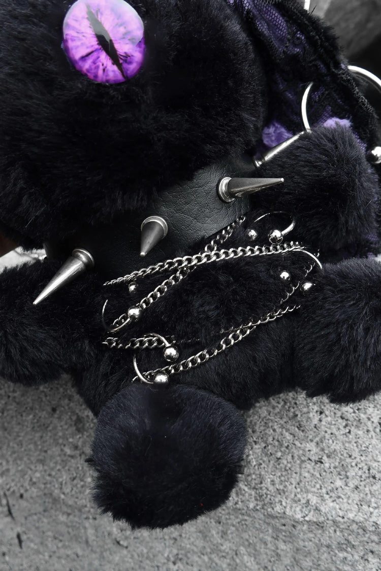 Black/Purple [Demon Bunny One-Eyed Doll] Chain-Decorated Gothic Lolita Crossbody Bag - Product - 2