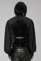 Black Inter-Cotton Sleeveless Buckle Men's Gothic Vest - Product - 3