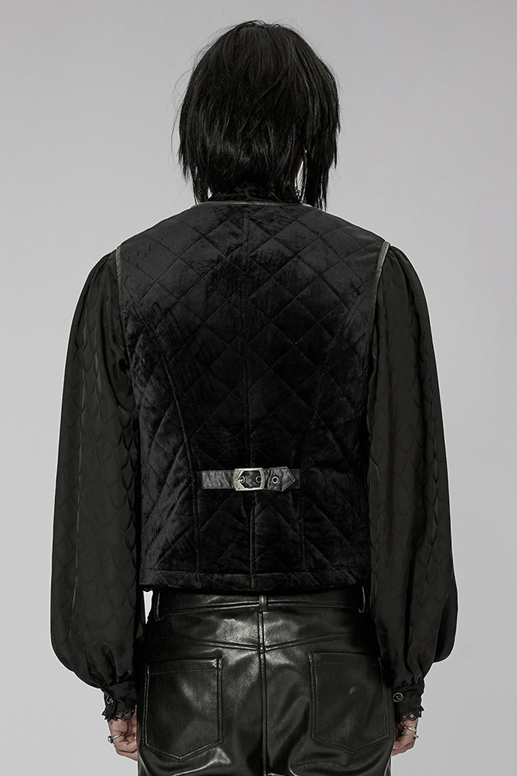 Black Inter-Cotton Sleeveless Buckle Men's Gothic Vest - Product - 3