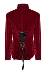 Red Swallow-tailed Velvet Long Sleeves Women's Gothic Jacket - Product - 9