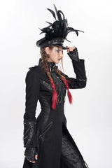 Black Women's Punk Cool Skull Plumed Chain Hat - Product - 9