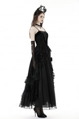 Black Sleeveless Floral Embroidered Velvet Women's Gothic Corset - Product - 5