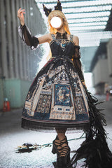 Dusk Best Egyptian Style Print Ruffle Gothic Lolita Dress 3 Colors - Black - 1