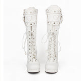 Lace Bowknot Heart Shaped Round Toe Sweet Lolita High Boots - Product - 6