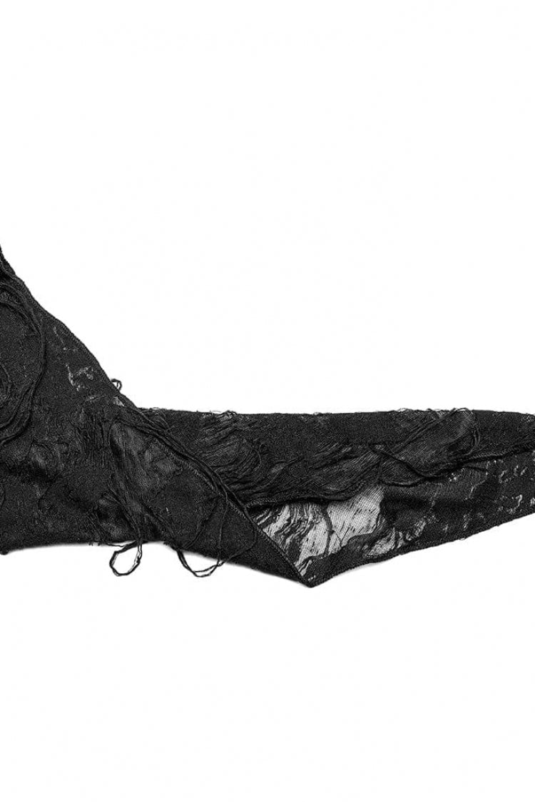 Black Two-piece Knit Ripped Hooded Womens Gothic Coat - Product - 9