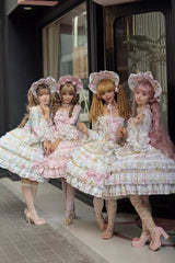 Apricot [Candlelight Elegance] Long Trumpet Sleeves Multi-Layered Ruffle Bowknot Lace Sweet Elegant Lolita Dress - Product - 11