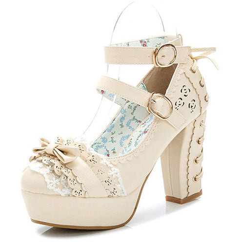 Sweet Princess Lace Bow Sweet Lolita Shoes 3 Colors - Product - 4