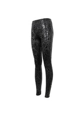Black Stretch Pentagram Knit Special Print Women's Gothic Leggings - Product - 7