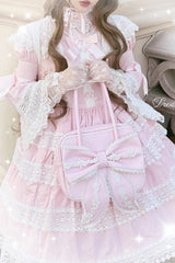Sweet Bowknot Lace Zipper Japanese Lolita Handbag 3 Colors - Pink - 2