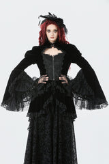 Black Long Puff Sleeves Multi-Layered Ruffled Lace Hem High Low Women's Gothic Coatlet - Product - 5