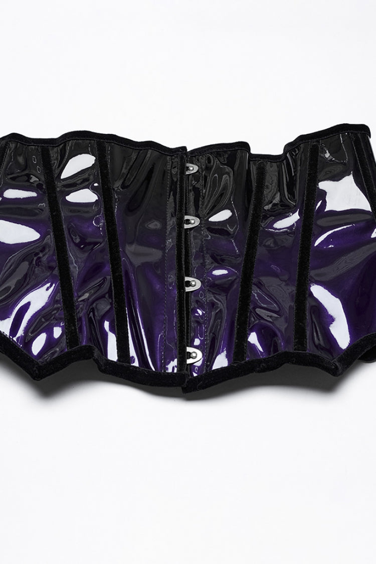 Black/Purple Gradient Patent Leather Women's Gothic Underbust Corset - Product - 5