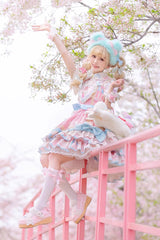 Pink Multi-layer Frosted Sugar Sweetheart Print Bowknot Sweet Lolita Jsk Dress - Product - 8