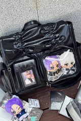 [Kitten Diary] Hidden Compartment Embroidered Bow Sweet Lolita Anime Itabag 8 Colors - Black - 16